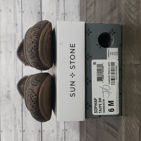 Sun & Stone-Sophia Sunburst Perforated Round Toe Slip-On Flats Brown Size 6M - Picture 9 of 9